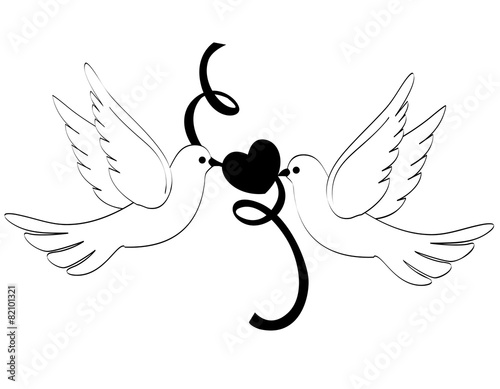 White doves with heart