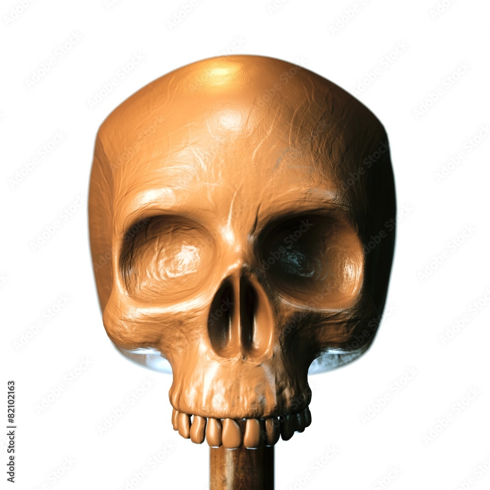 Anatomic skull made of clay isolated on white background Anatomic skull made of clay isolated on white background