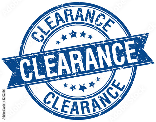 clearance grunge retro blue isolated ribbon stamp