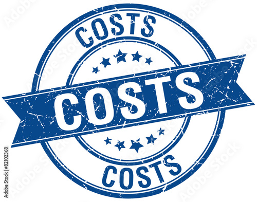 costs grunge retro blue isolated ribbon stamp