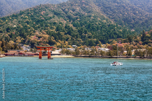 island of Miyajima, Japan. View from the Hiroshima gulf