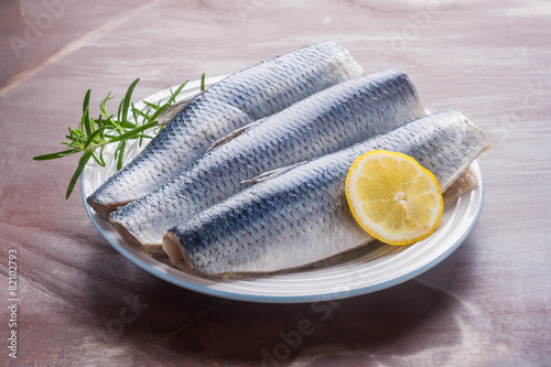 Raw herrings fillets