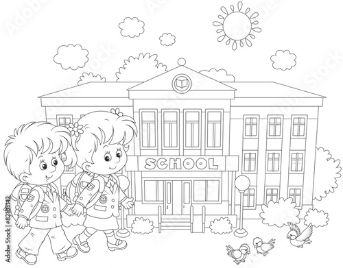 Schoolchildren going to school