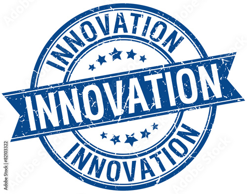 innovation grunge retro blue isolated ribbon stamp