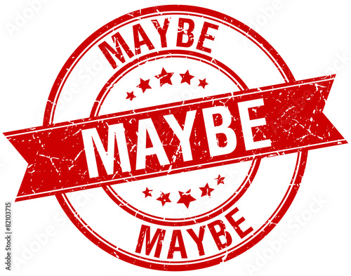 maybe grunge retro red isolated ribbon stamp