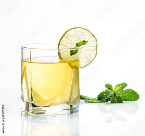 glass of water with lime