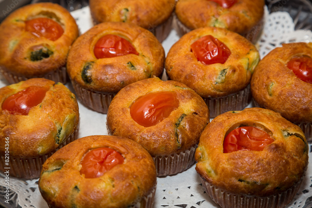 Muffin with zucchini and cherry tomatoes Muffin with zucchini and cherry tomatoes