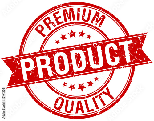 premium quality product grunge retro red isolated ribbon stamp