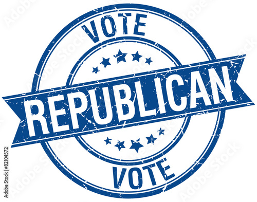 republican grunge retro blue isolated ribbon stamp
