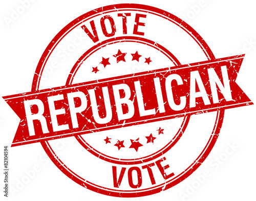 republican grunge retro red isolated ribbon stamp