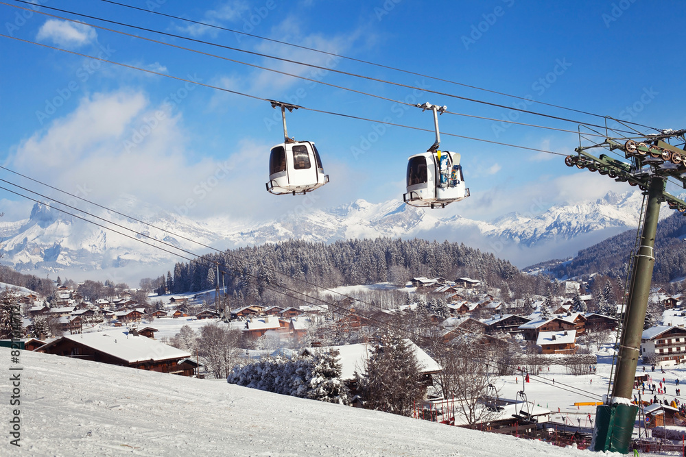 ski resort in Alps, Megeve village, France ski resort in Alps, Megeve village, France