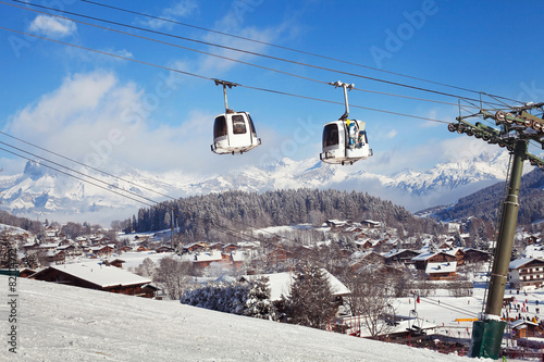 ski resort in Alps, Megeve village, France