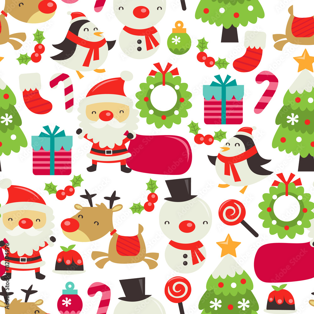 Retro Cute Christmas Seamless Pattern Background Retro Cute Christmas Seamless Pattern Background