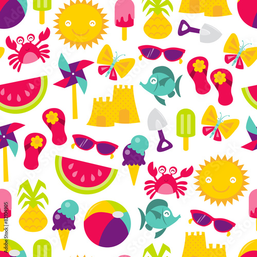 Retro Summer Time Fun Seamless Pattern Background