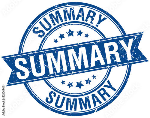 summary grunge retro blue isolated ribbon stamp