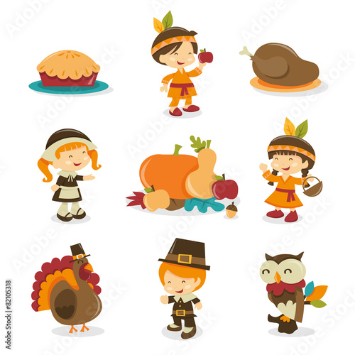 Retro Autumn Festival Thanksgiving Icons