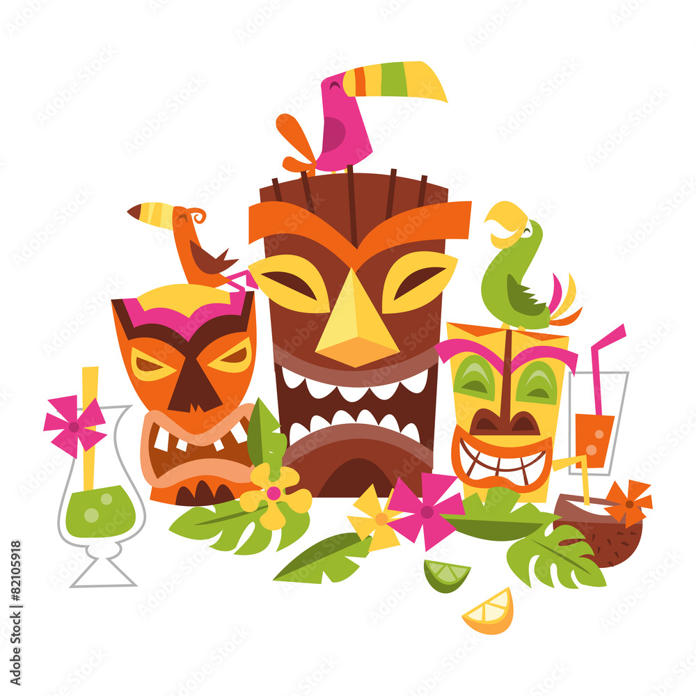 Vector illustration of Hawaiian luau party Stock Vector | Adobe Stock