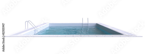 Rectangular pool with water. 3d illustration.
