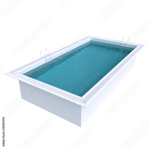Rectangular pool with water. 3d illustration.