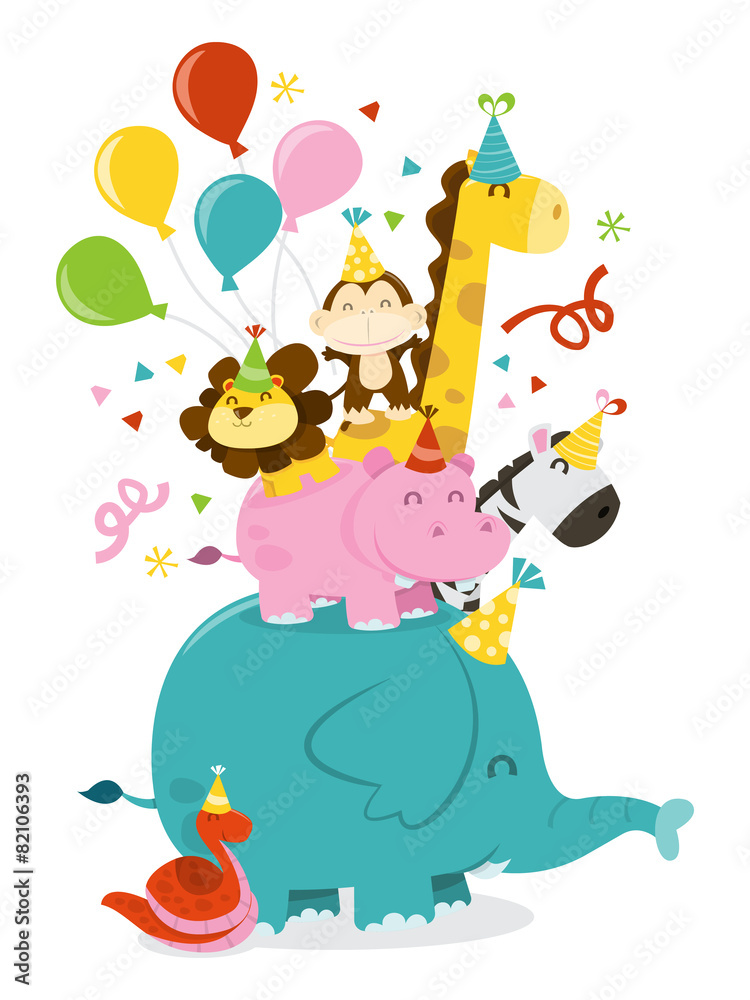 Happy Jungle Animals Party Celebration Stack Happy Jungle Animals Party Celebration Stack