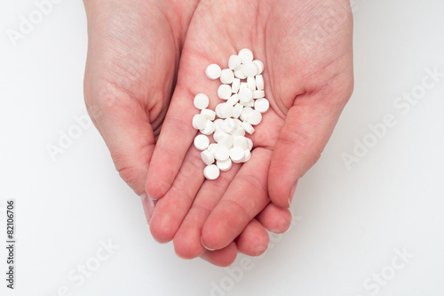 Pills on hands