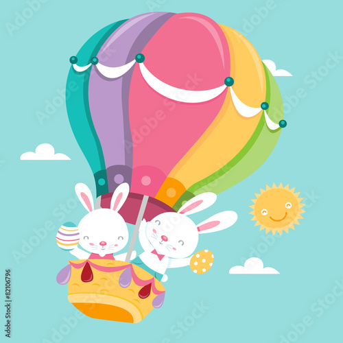 Super Cute Easter Bunnies Hot Air Balloon
