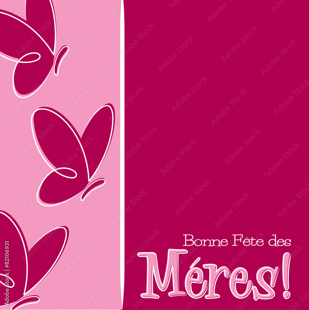 Hand Drawn French Happy Mother's Day card in vector format. Hand Drawn French Happy Mother's Day card in vector format.