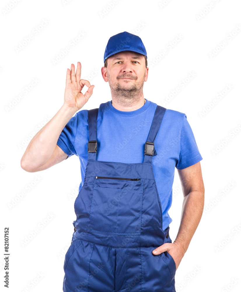 Worker with great sign.