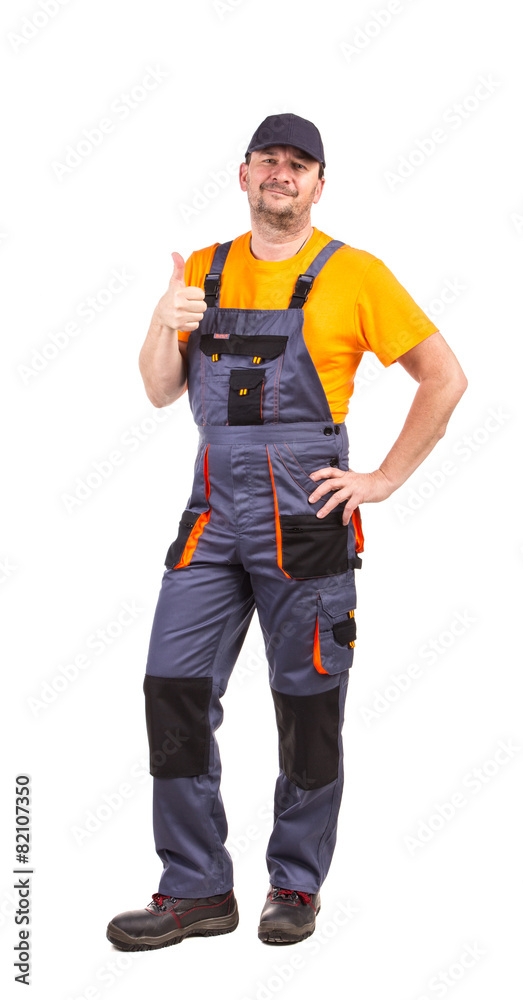 Worker thumbs up Worker thumbs up