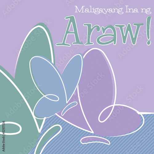 Hand Drawn Tagalog Happy Mother's Day card in vector format.