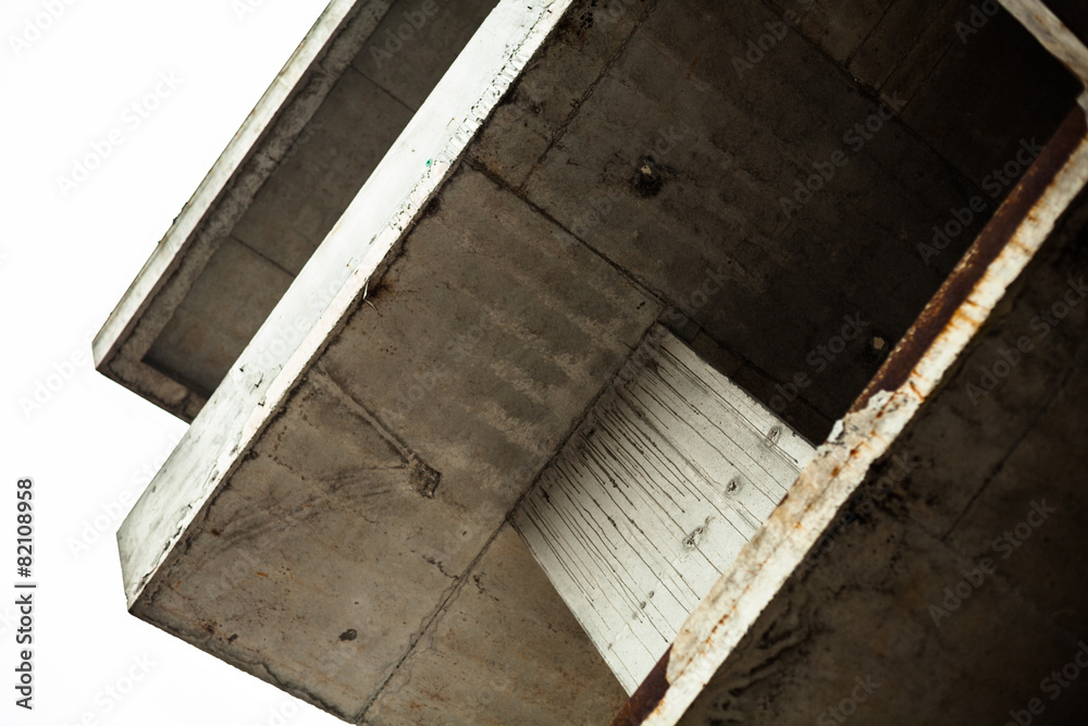 Concrete surfaces of the unfinished building