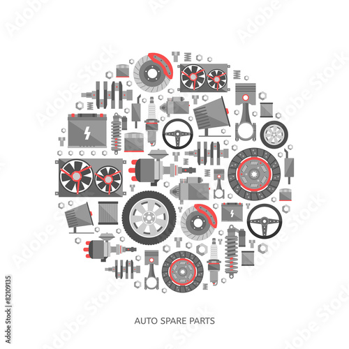 Set of auto spare parts
