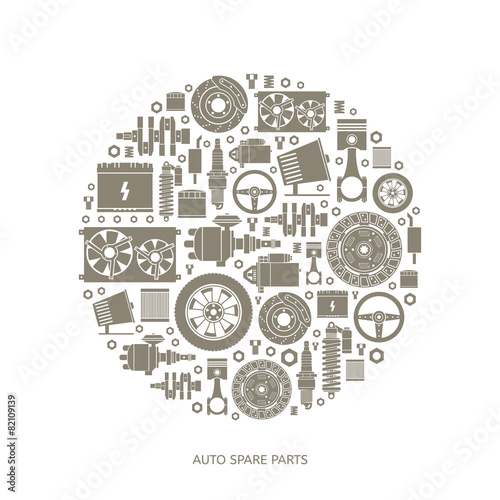Set of auto spare parts