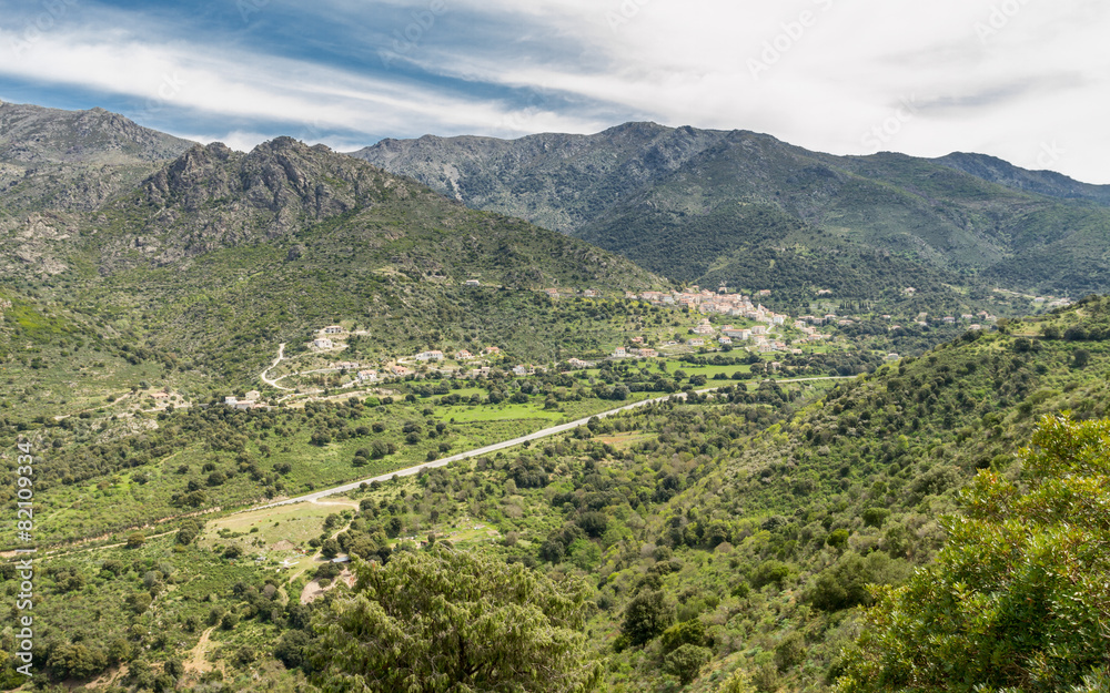 N197 road heads towards the coast in Corsica