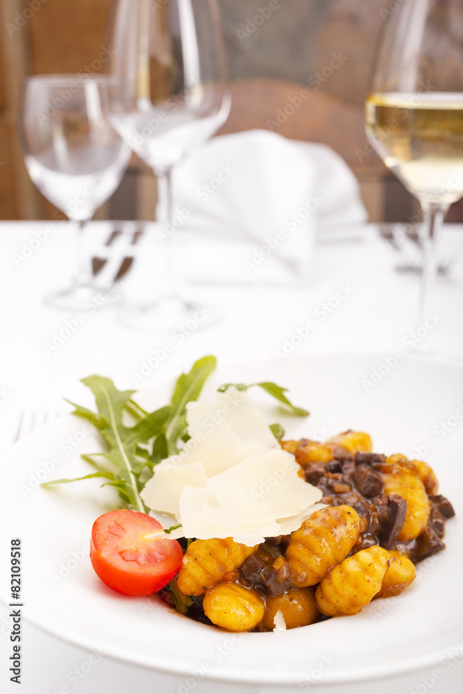 Italian Gnocchi in restaurant