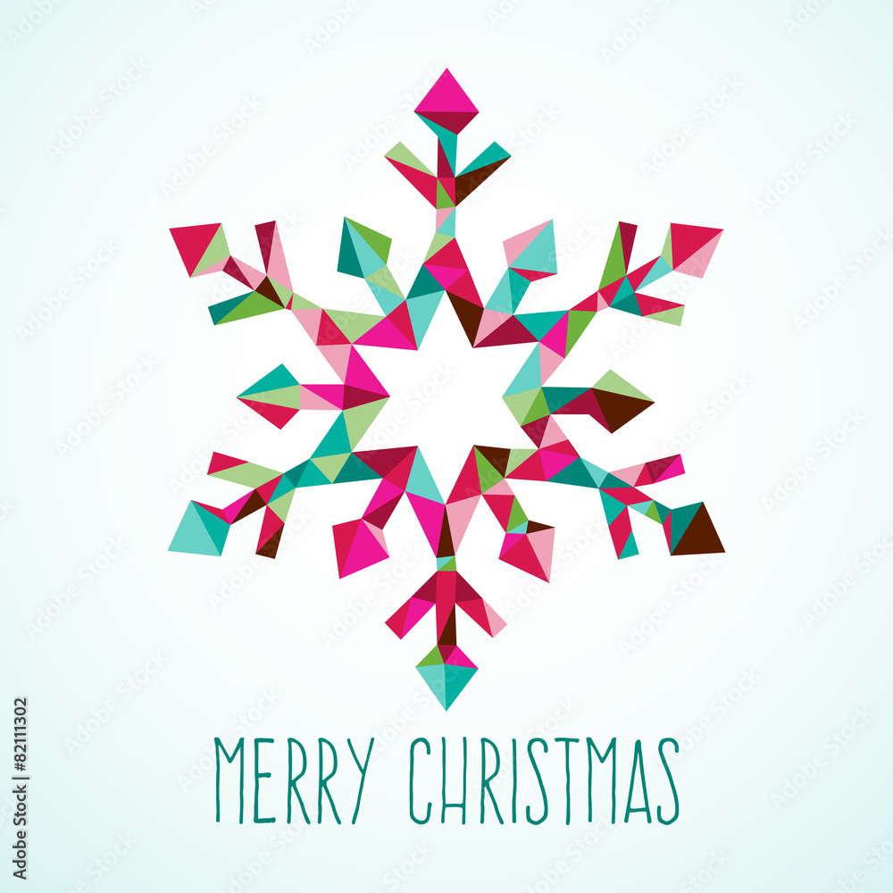 Modern Geometric Triangle Christmas Winter Snowflake - obrazy, fototapety, plakaty 