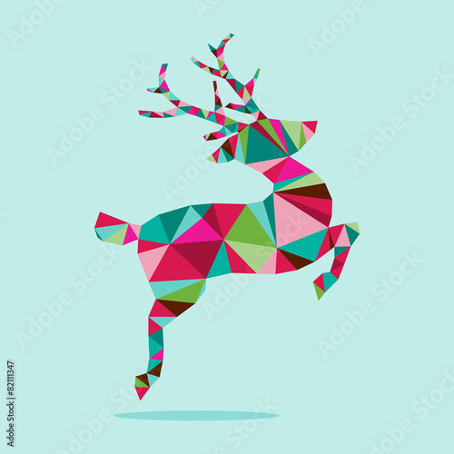 Modern Geometric Triangle Christmas Jumping Reindeer