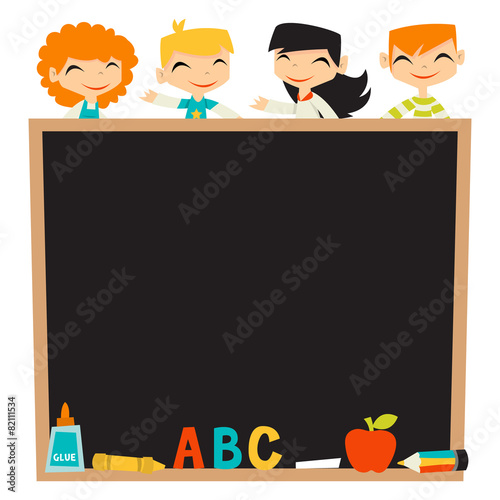Retro Kids Back To School Blackboard copy space