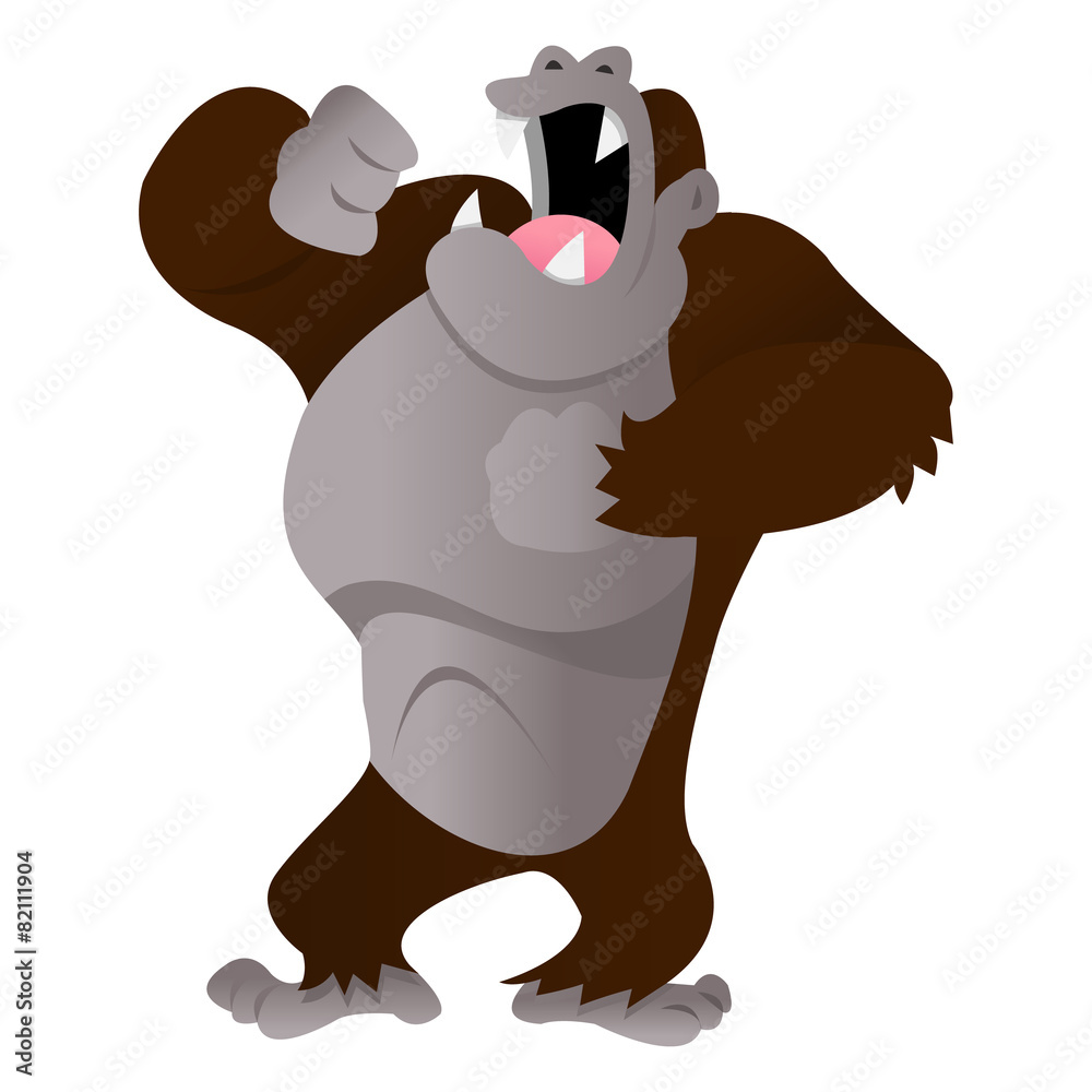 Angry Cartoon Gorilla Beating Chest Stock Vector | Adobe Stock