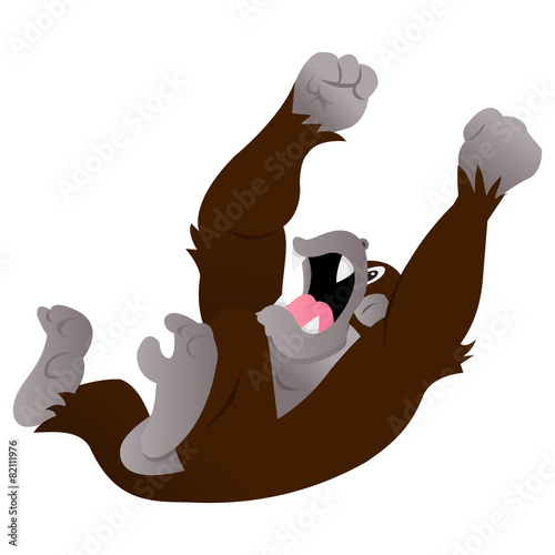 Cartoon Gorilla Throwing Tantrum On Floor
