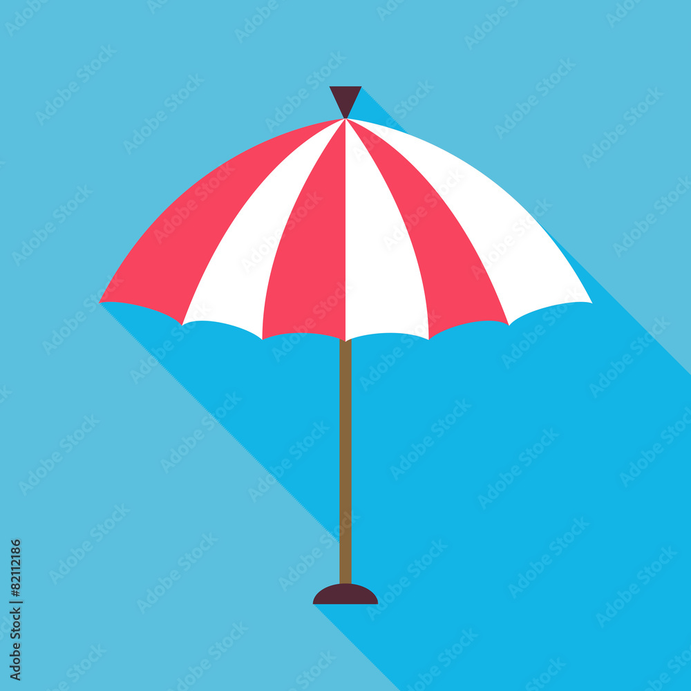 Flat Beach Umbrella with Long Shadow