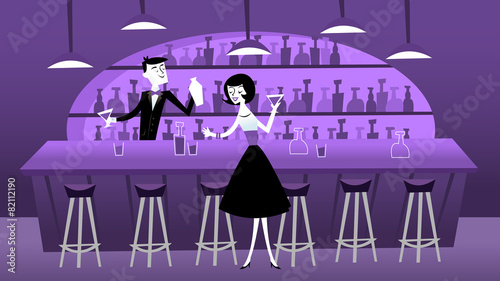 Mid Century Modern Retro Bar Scene