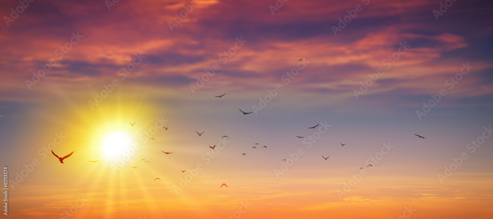 Fototapeta premium Panoramiczny dziki zachód słońca