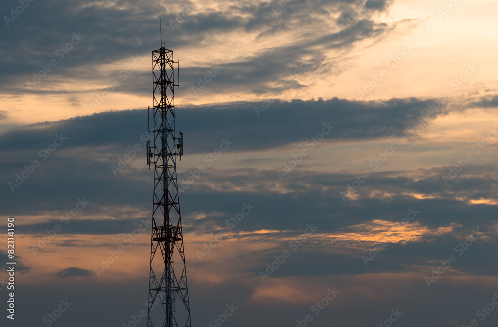 Twilight sky with Cell phone towers Twilight sky with Cell phone towers