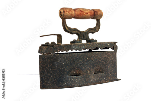 Old iron rust and antique iron on white background