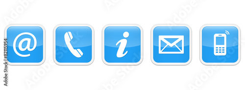 Contact Us – Square glossy light blue sticker buttons