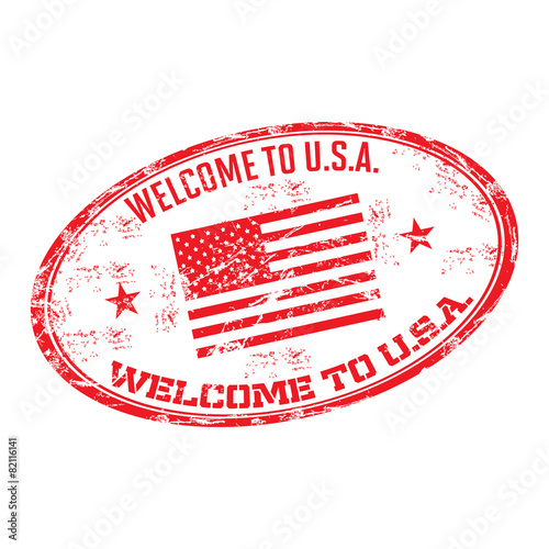 Welcome to USA grunge rubber stamp