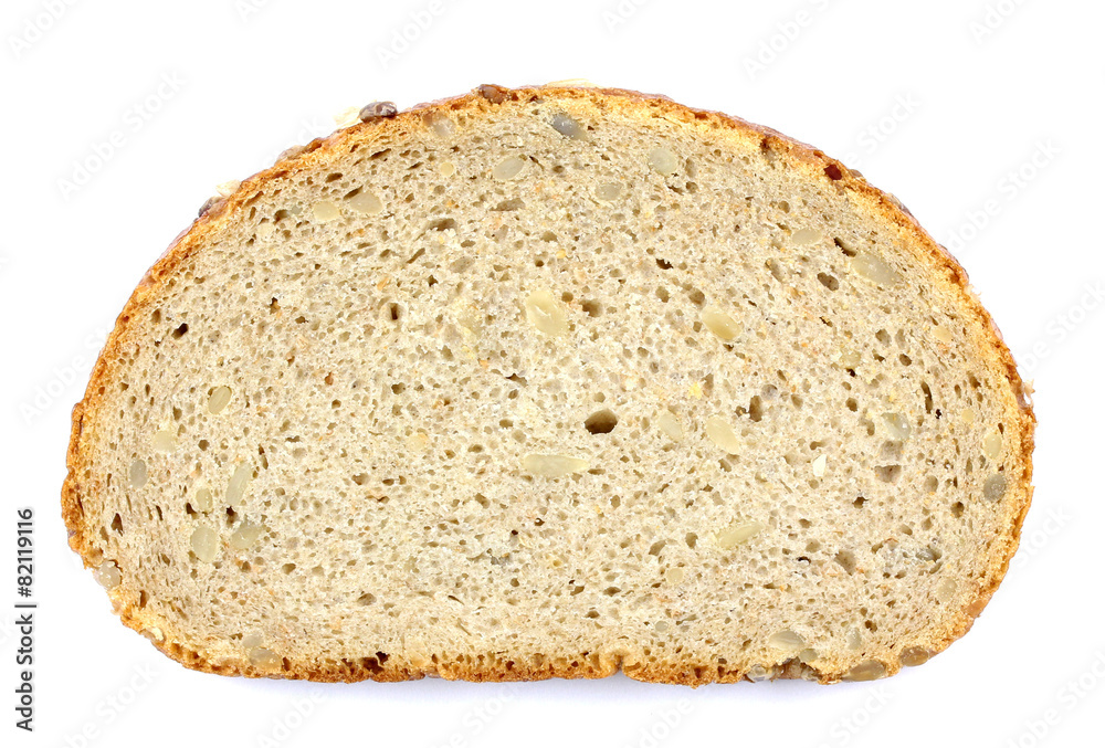 Close up image of slice of bread on against white background. Close up image of slice of bread on against white background.