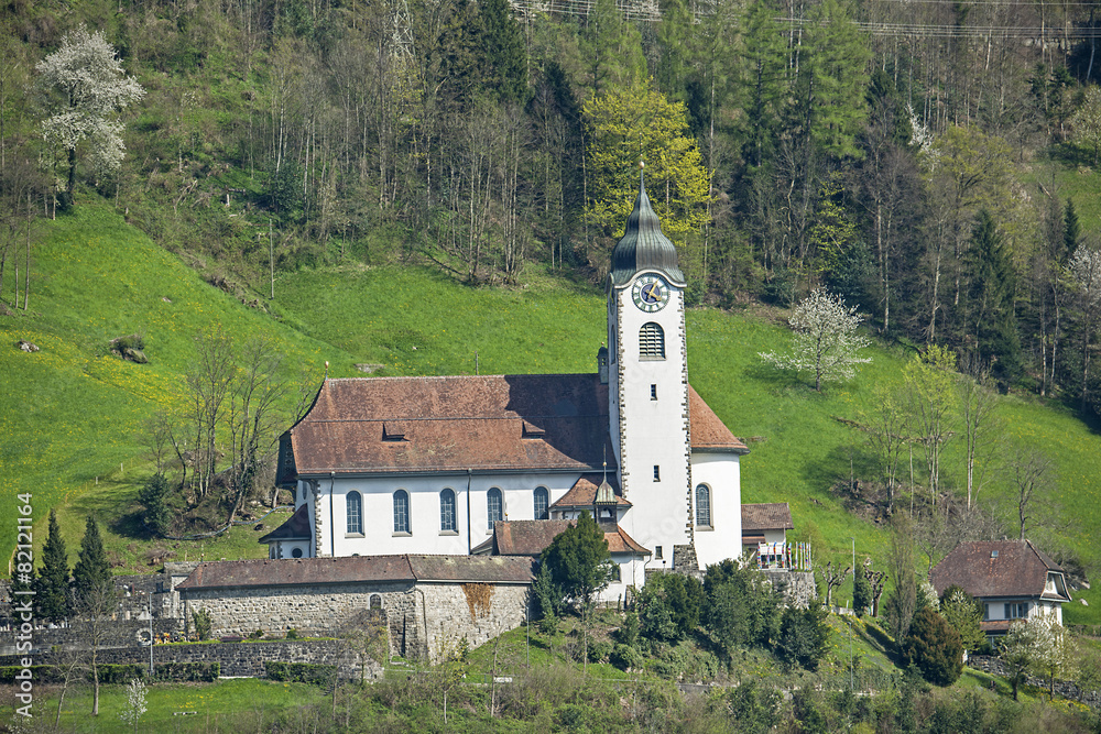Kirche von Flüelen am Vierwaldstättersee, Uri, Schweiz