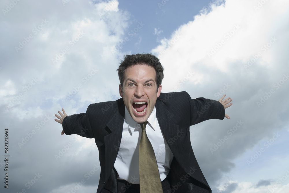 Angry Hispanic businessman shouting Angry Hispanic businessman shouting